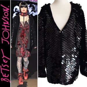 NWOT Betsey Johnson F/W Runway Payette Sequins Holiday Cardigan Jacket
